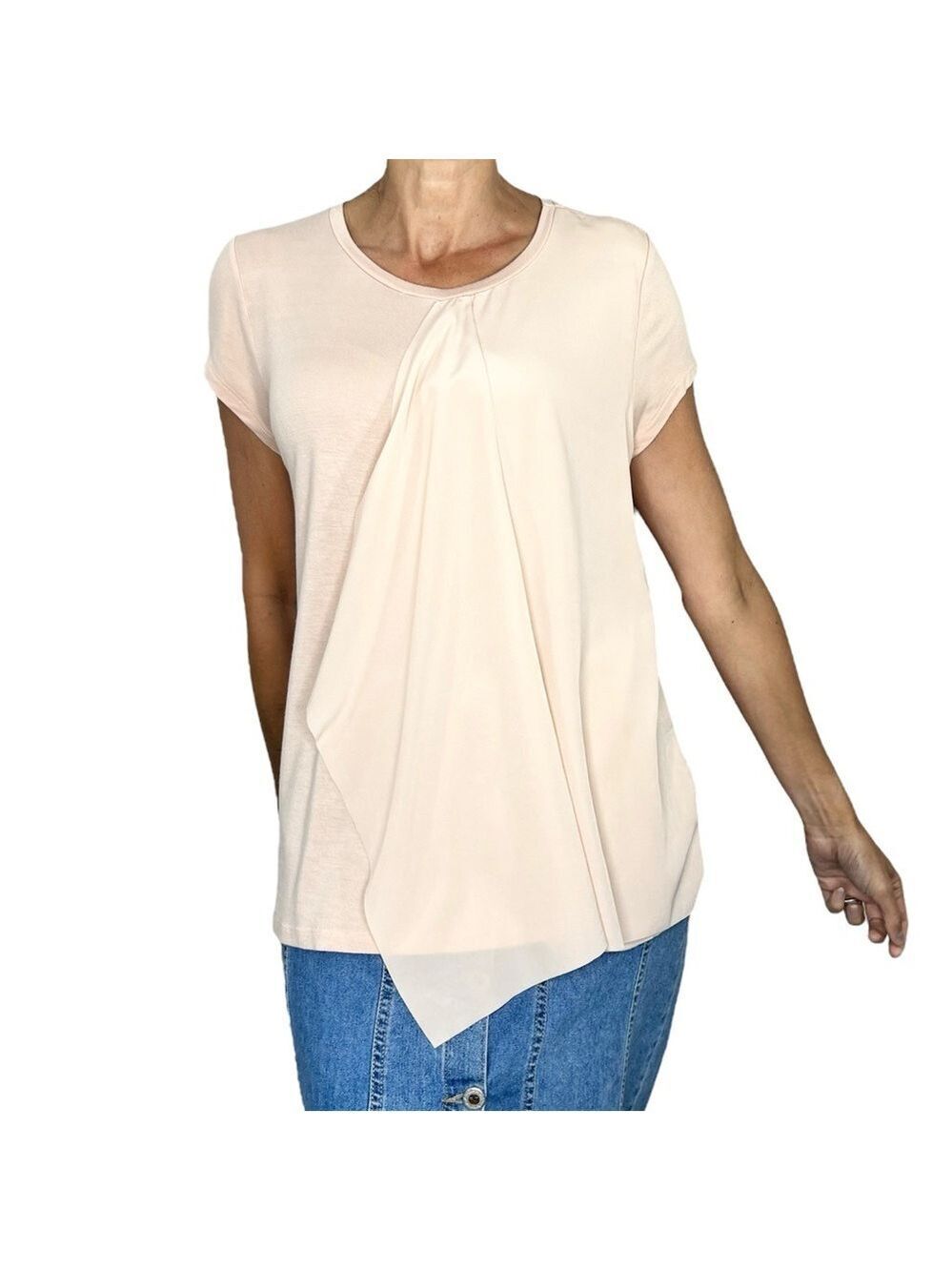 In Wear Copenhagen blush pink Yarrow short sleeve chiffon detail tunic t shirt L